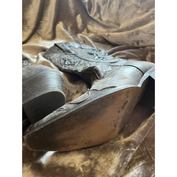 Laredo Women's Lucretia Studded Snake Inlay Western Boot - Snip Toe - 52133BRN - Picture 13 of 16